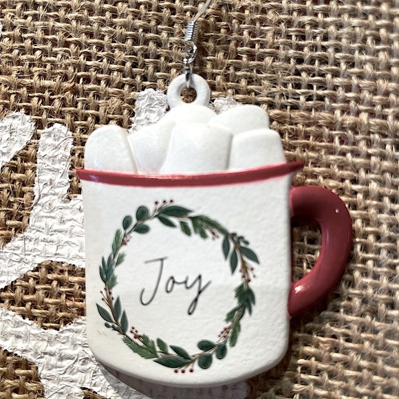 Mini rolling pin and hot chocolate mug ornament earrings Christmas - Picture 2 of 3